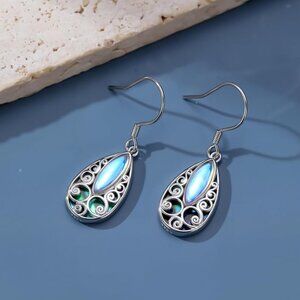 Filigree Moonstone Earrings Sterling Silver Teardrop Dangle Boho NWT